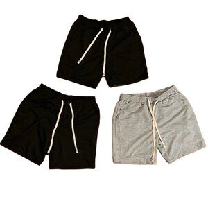 Mens Shorts Bundle 3 Pack Black Gray Drawstring Casual Athleisure Manfinity 2XL